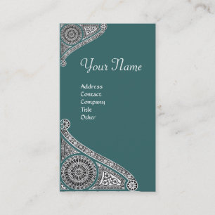 Cartão De Visita RENAISANCE MONOGRAM 4 verde azul