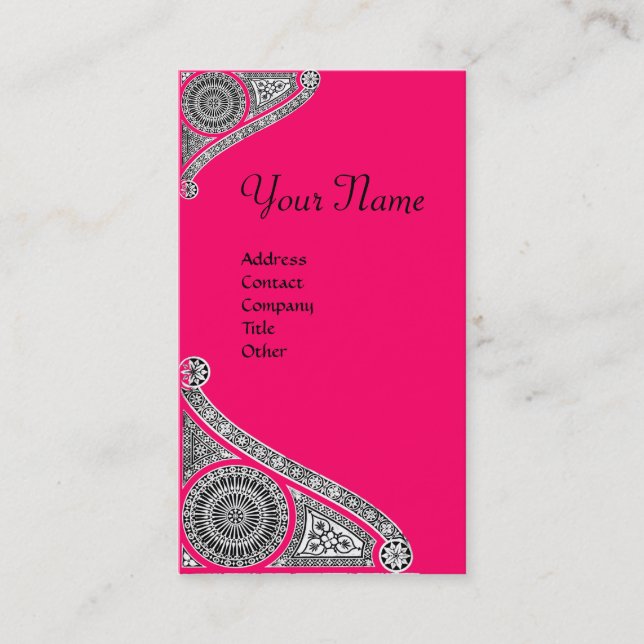 Cartão De Visita RENAISSANCE MONOGRAM 4 rosa (Frente)