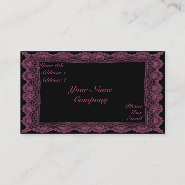 Cartão De Visita rendas e Rosas (Frente)