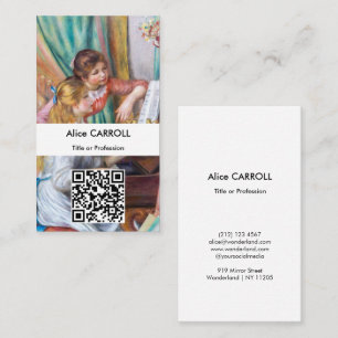 Cartão De Visita Renoir - Jovens Meninas no Piano - Código QR