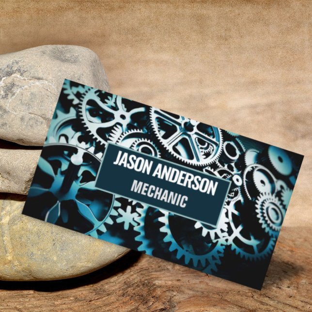 Cartão De Visita Reparação Automática de Engrenagens Indústria Mecâ (Gear Auto Repair Automotive Mechanic Industrial Business Card)