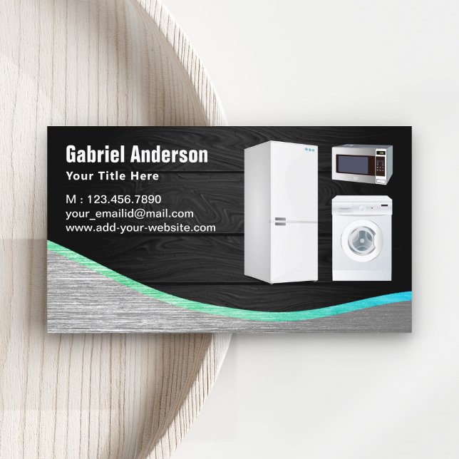 Cartão De Visita Reparação de aparelhos domésticos de aço de Cinza  (Criador carregado)