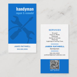 Cartão De Visita Reparações de Handyman com Código QR