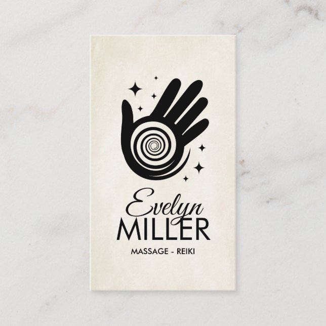 Cartão De Visita Reparando Mãos Energia Espiral (Frente)