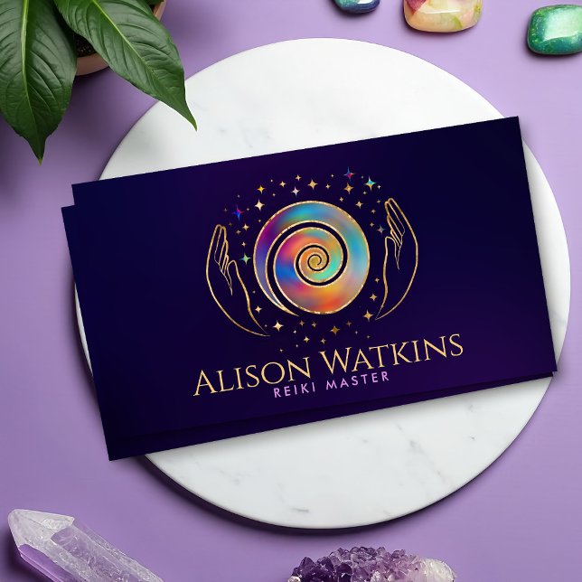 Cartão De Visita Reparando Mãos Energia Espiral (Criador carregado)