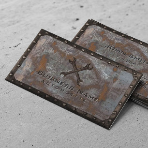 Cartão De Visita Reparo Automático de Construção de Grunge Rusty