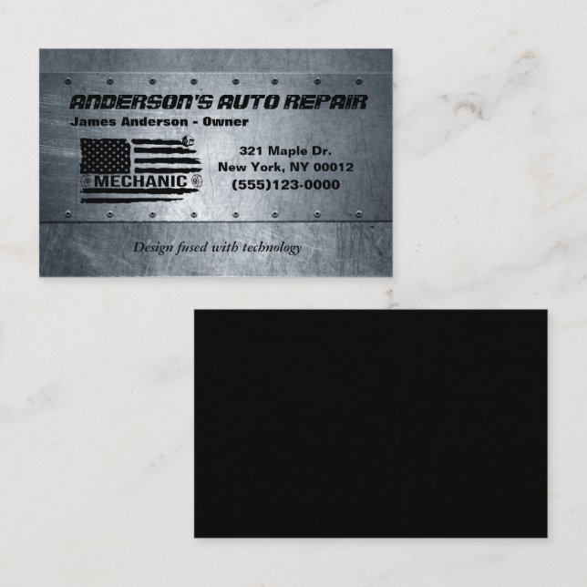 Cartão De Visita Reparo automático de Design de carro com sinalizad (Frente/Verso)