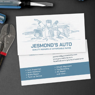 Cartão De Visita Reparo Automático de Veículos - Mecânico