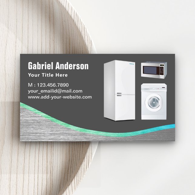 Cartão De Visita Reparo de aparelhos domésticos de aço de Cinza esc (Criador carregado)