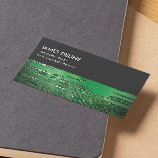 Cartão De Visita Reparo do Conselho do Circuito Verde de Cinza Simp (Criador carregado)