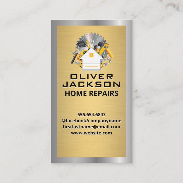 Cartão De Visita Reparo Doméstico | Caixa de ferramentas (Frente)