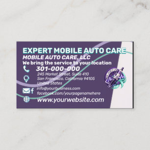 Cartão De Visita Reparo Elétrico Violeta Auto AC Logotipo Personali