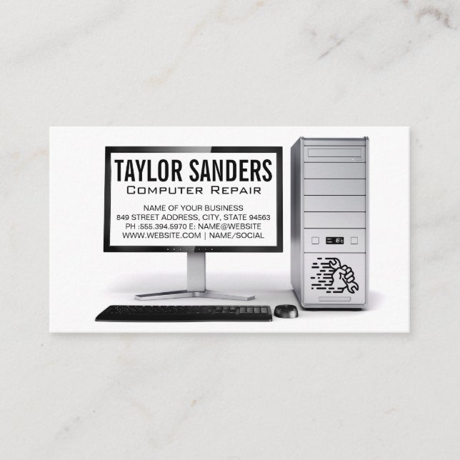 Cartão De Visita Reparo Técnico de Computador (Frente)