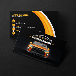 Cartão De Visita Reparos Automotivos Black & Orange Automotive