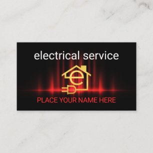 Cartão De Visita Reparos de Eletricista de Onda Elétrica Vermelha