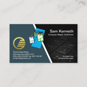 Cartão De Visita Reparos de PCs do teclado do computador do mouse e