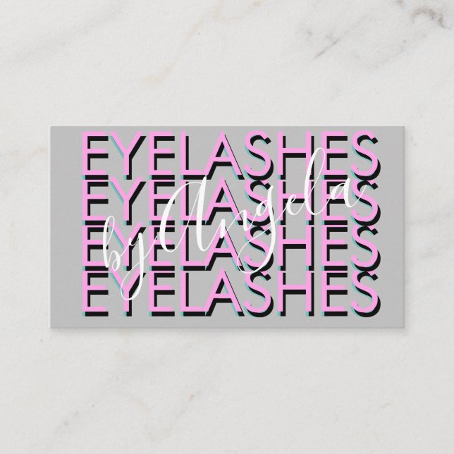 Cartão De Visita Repetição a Negrito Eyelashes Salon Unhas Rosa (Frente)