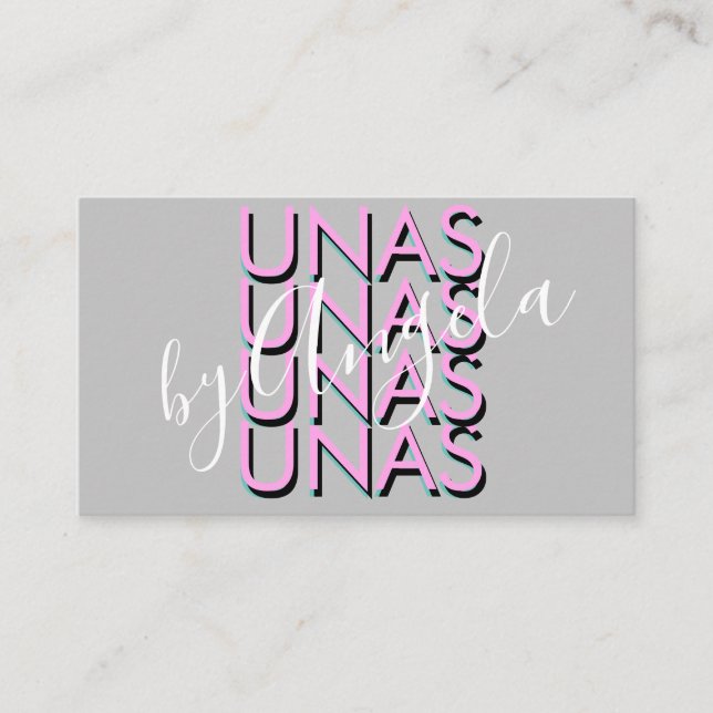 Cartão De Visita Repetição a Negrito Eyelashes Salon Unhas Unas Ros (Frente)