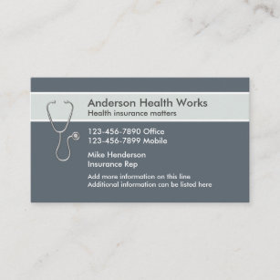 Cartão De Visita Representante do seguro de saúde