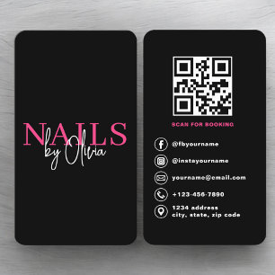 Cartão De Visita Reserva de Código QR para Técnico de Unhas