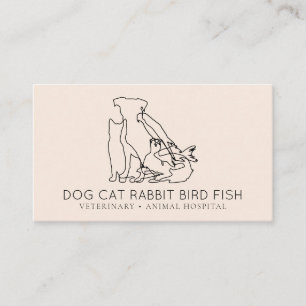 Cartão De Visita Resgate Rosa Veterinário Cão gato peixe coelho pás