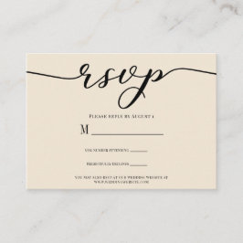 Cartão De Visita Resposta de Casamento R.S.V.P. Enclosure Creme e P