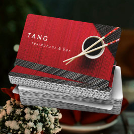 Cartão De Visita Restauração asiática chinesa preta vermelha do