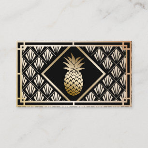 Cartão De Visita Restauração preta do abacaxi & Dourado moderna d
