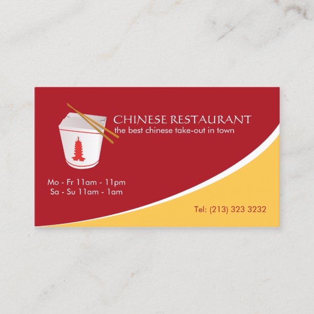 Cartão De Visita Restaurante Chinês Comprado (Frente)