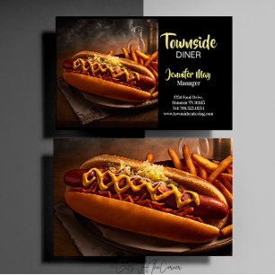 Cartão De Visita Restaurante de comida Hotdog e batatas fritas