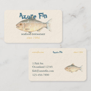 Cartão De Visita Restaurante de Peixe Clássico do Azure Fin