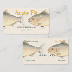 Cartão De Visita Restaurante de Peixe Elegante Azure Fin