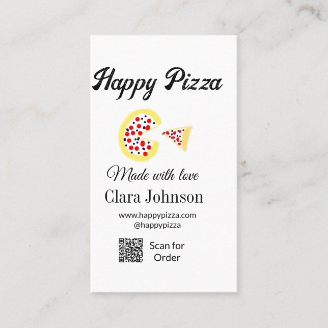 Cartão De Visita Restaurante de pizza café pizzaria digitalize códi (Frente)