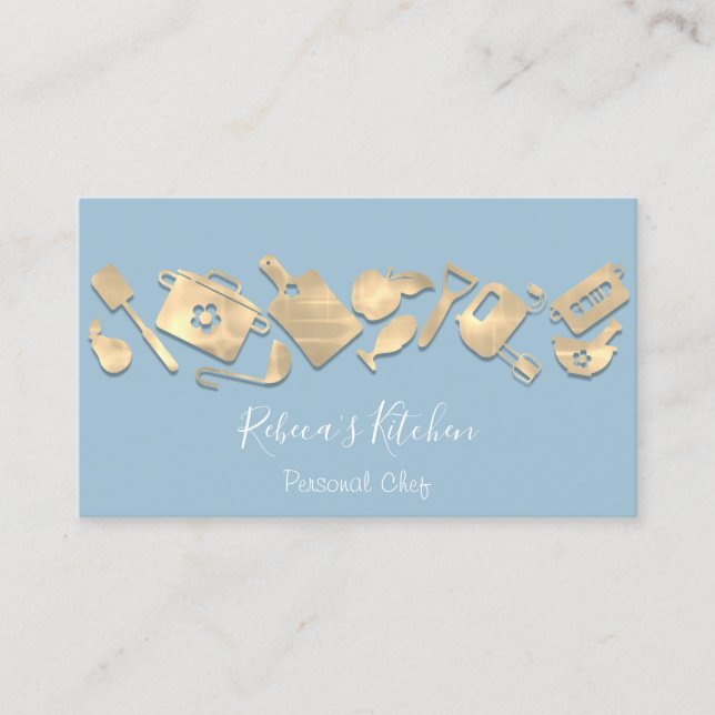 Cartão De Visita Restaurante do Chef cozinhar GoldLogotipo QR (Frente)