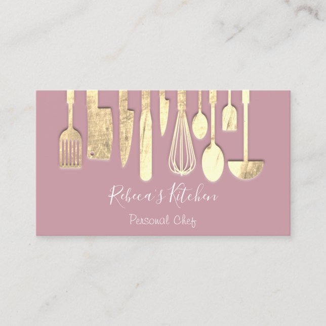 Cartão De Visita Restaurante do Chef Pessoal do cozinhar Pó para Ca (Frente)