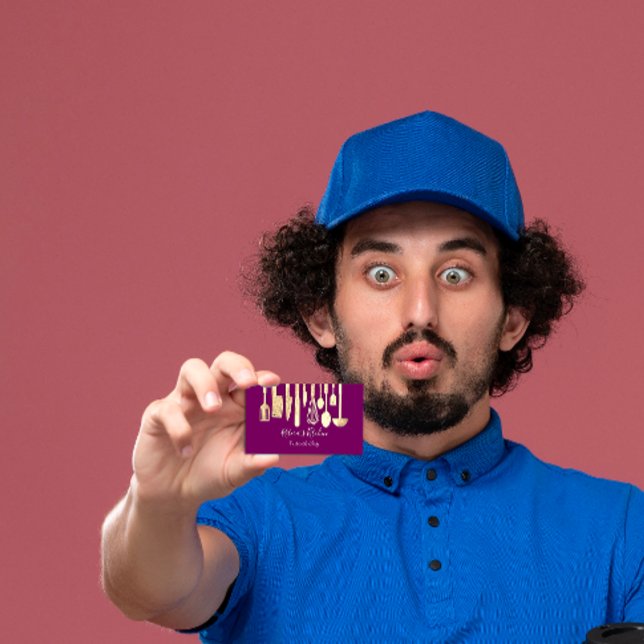 Cartão De Visita Restaurante do Chef Pessoal do cozinhar que cozinh (Cooking Personal Chef Restaurant Catering Purple Business Card)