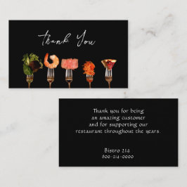 Cartão De Visita Restaurante Moderno Obrigado / Garfos de Comida Pr