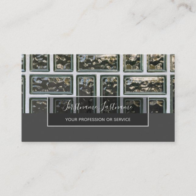 Cartão De Visita Retângulo de cinza de tijolos de vidro de minimali (Frente)