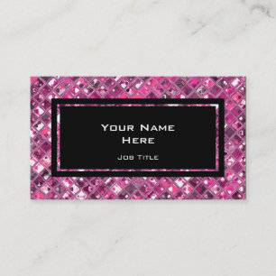 Cartão De Visita Retângulo preto Rosa Quente 1 Azulejos