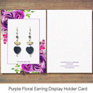 Cartão De Visita Retentor de Exibição de Raio Floral Roxo