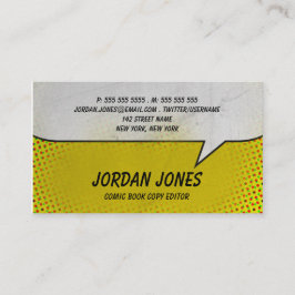 Cartão De Visita Reticulação do amarelo da banda desenhada do