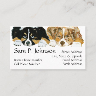 Cartão De Visita Retrato australiano dos filhotes de cachorro do ~