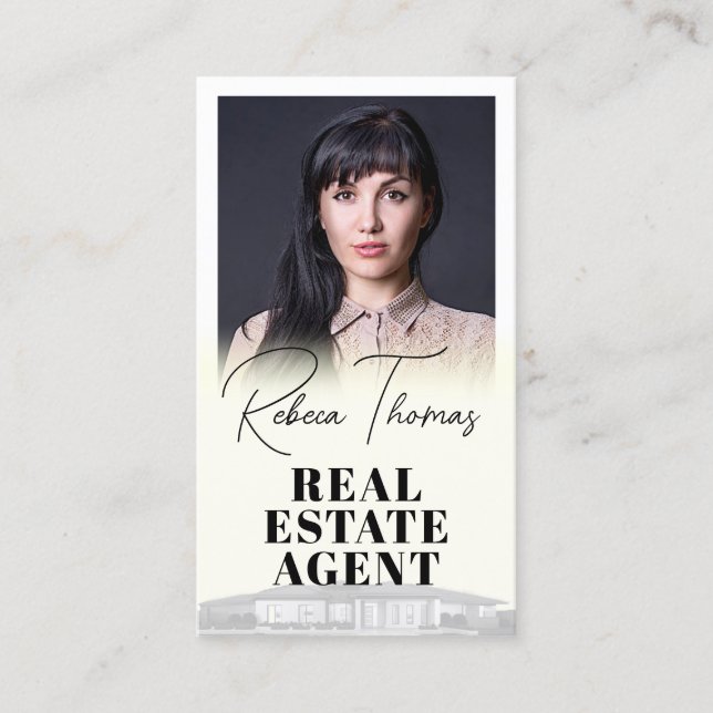 Cartão De Visita Retrato branco gradiente elegante (Frente)