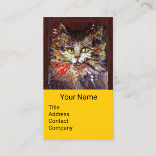 CARTÃO DE VISITA RETRATO DE GATO BRANCO BRANCO BRANCO, LÍNGUA VERM
