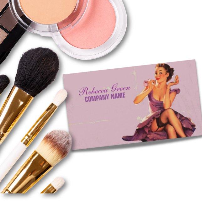 Cartão De Visita retro afixar Cabelo Menina Composta Artista Cosmet (Criador carregado)