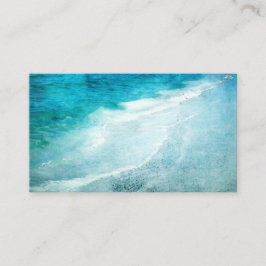 Cartão De Visita Retro Beach - Coastal Teal Blue Ocean Watercolor