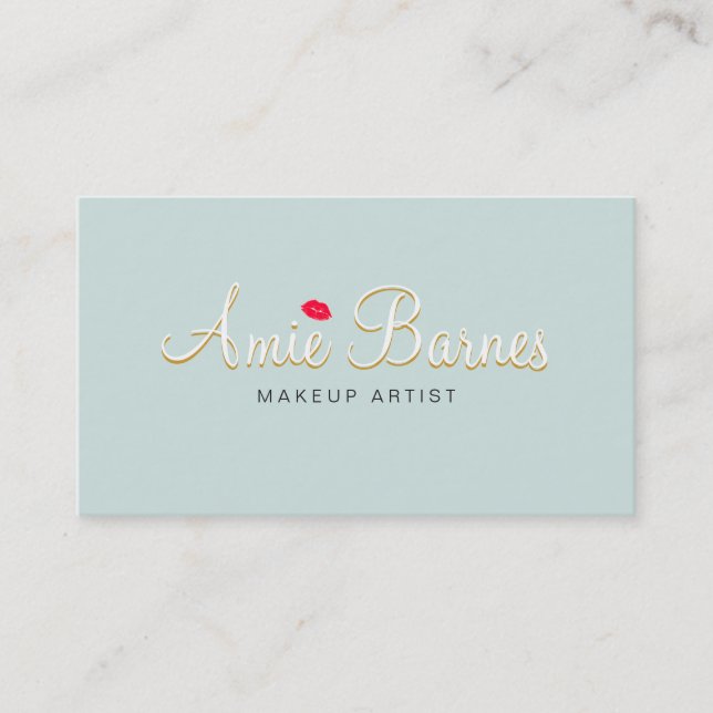 Cartão De Visita Retro Beija Lábios Maquietologia Artista Cosmetolo (Frente)