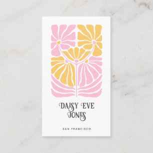 Cartão De Visita Retro Boho Rosa Dourado Laranja Floral