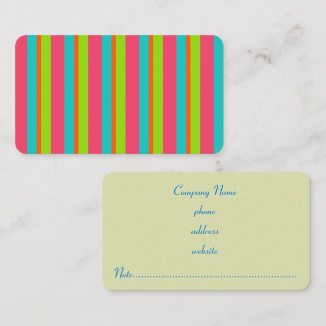 Cartão De Visita Retro Bright Stripes Business Card (Frente/Verso)