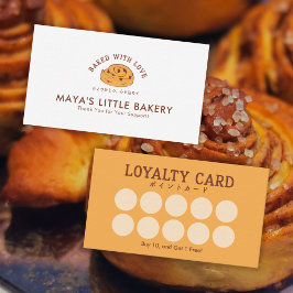 Cartão De Visita Retro Cinnamon Roll Logo Bakery Loyalty Rewards